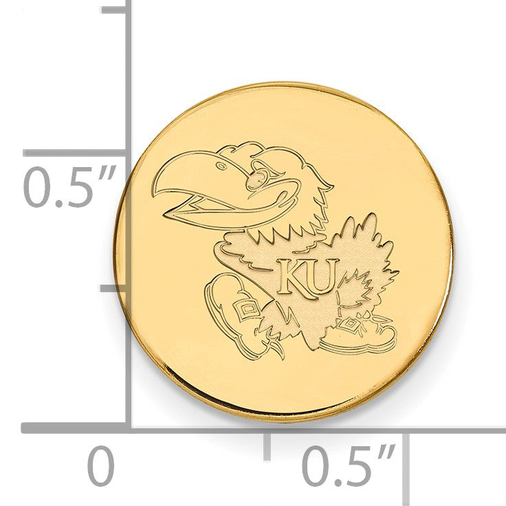 14K Gelbgold Gold Logoart University Of Kansas Jayhawk Anstecknadel