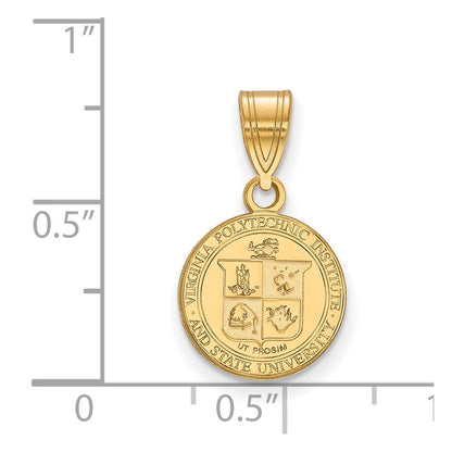 Vergoldet Sterlingsilber Logoart Virginia Tech Klein Wappen Anhänger