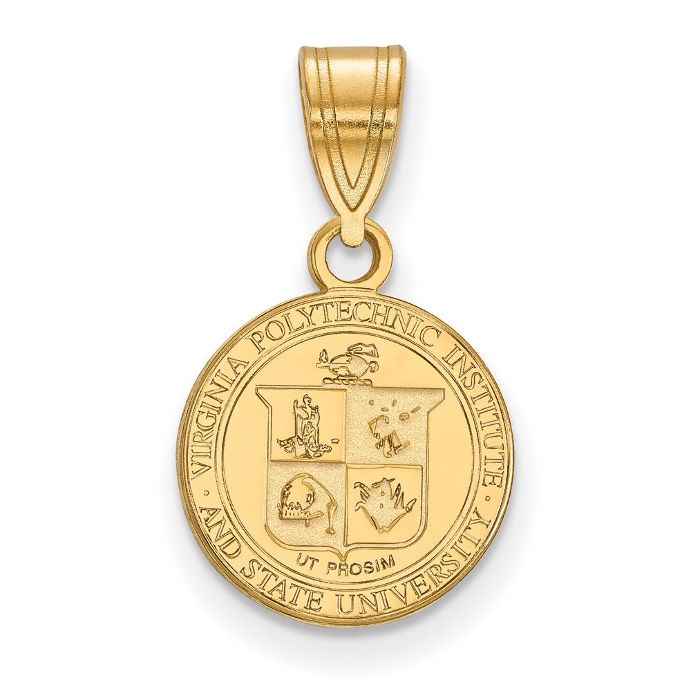 Vergoldet Sterlingsilber Logoart Virginia Tech Klein Wappen Anhänger