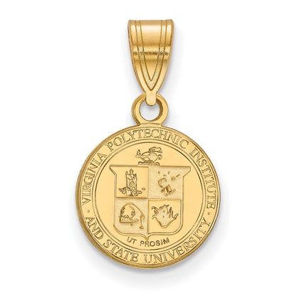 Vergoldet Sterlingsilber Logoart Virginia Tech Klein Wappen Anhänger