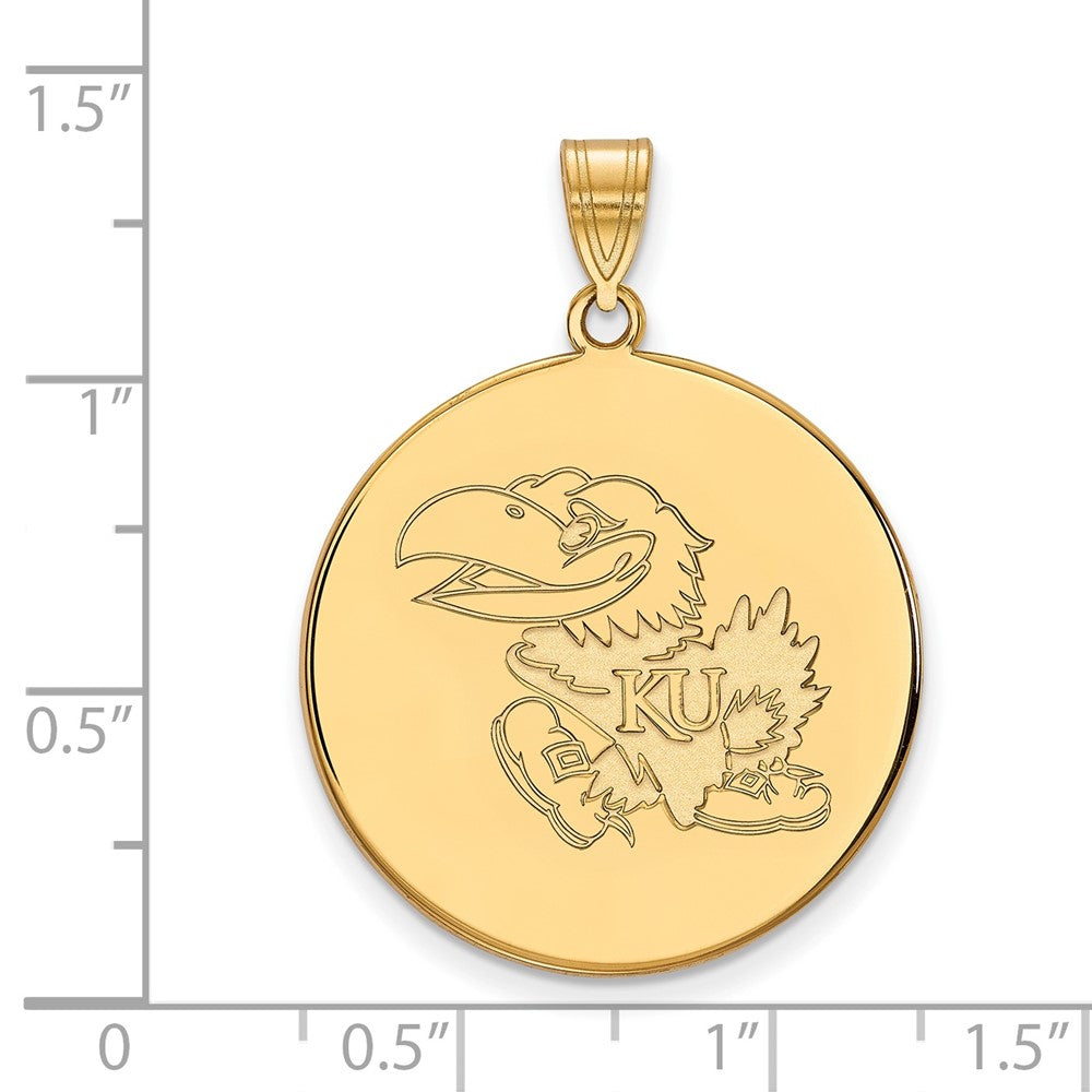 Vergoldet Sterlingsilber Logoart University Of Kansas Jayhawk Extra Groß Plättchen Anhänger