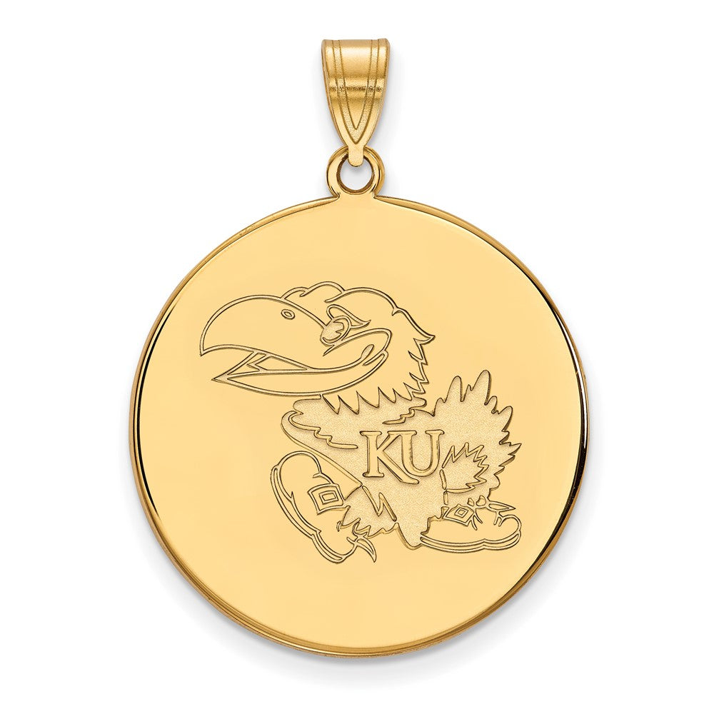 Vergoldet Sterlingsilber Logoart University Of Kansas Jayhawk Extra Groß Plättchen Anhänger