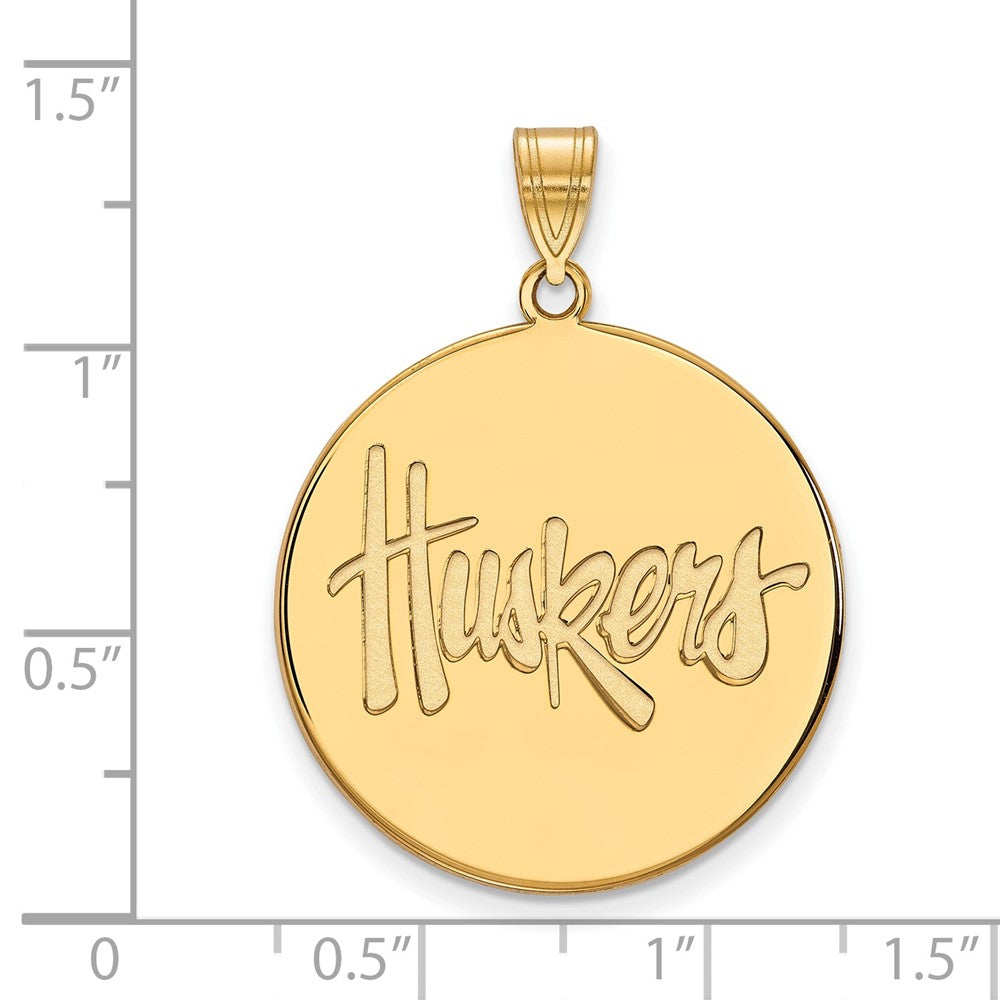 10K Gelbgold Logoart University Of Nebraska Huskers Extra Groß Plättchen Anhänger