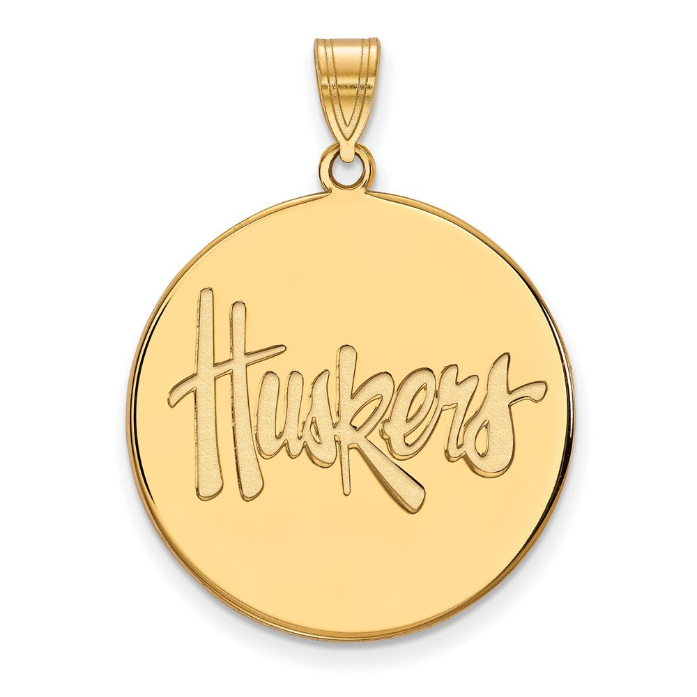 Vergoldet Sterlingsilber Logoart University Of Nebraska Huskers Extra Groß Plättchen Anhänger