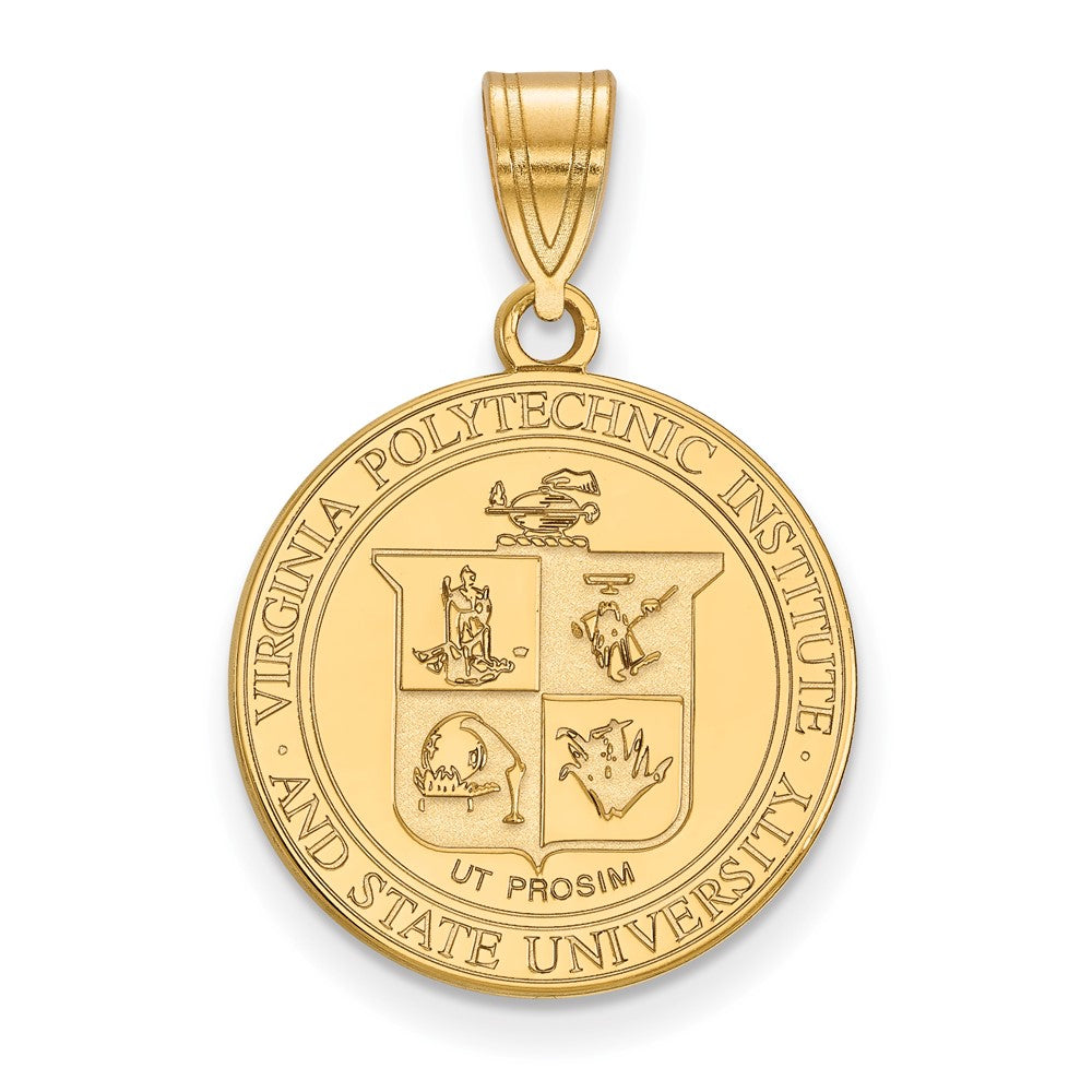 Vergoldet Sterlingsilber Logoart Virginia Tech Groß Wappen Anhänger