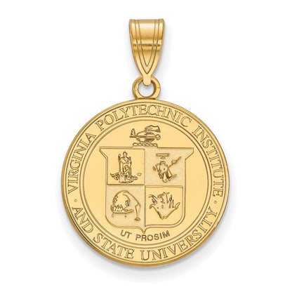 Vergoldet Sterlingsilber Logoart Virginia Tech Groß Wappen Anhänger