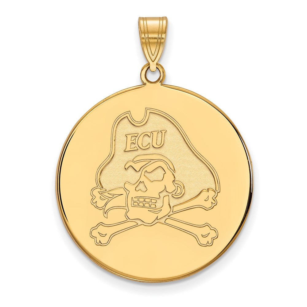 Vergoldet Sterlingsilber Logoart Ost Carolina University Pirat Extra Groß Plättchen Anhänger