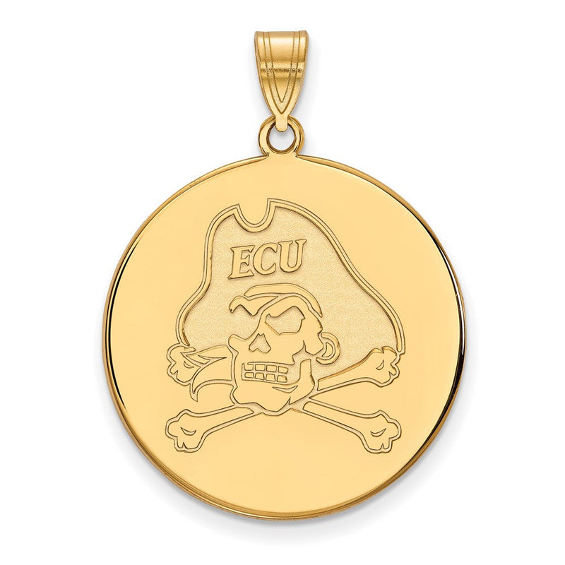 10K Gelbgold Logoart Ost Carolina University Pirat Extra Groß Plättchen Anhänger