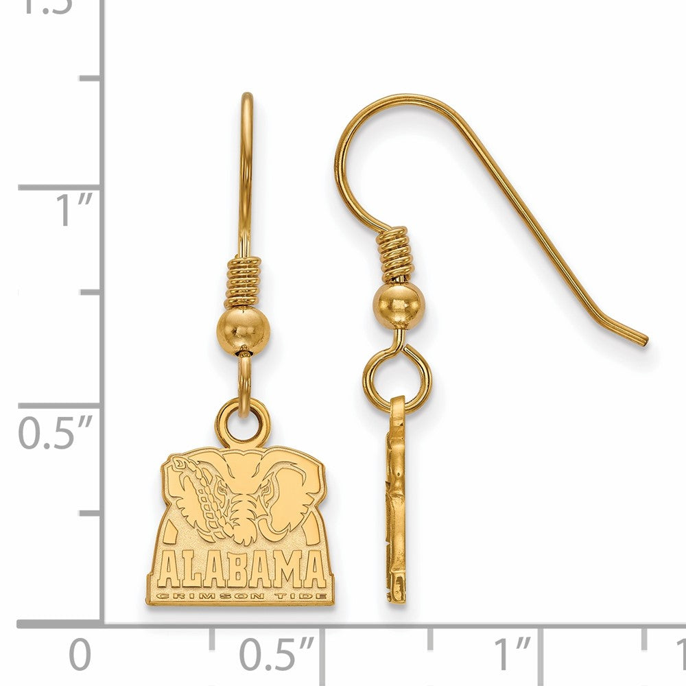 Vergoldet Sterlingsilber Logoart University Of Alabama Elefant Extra Klein Hängend Draht Ohrringe