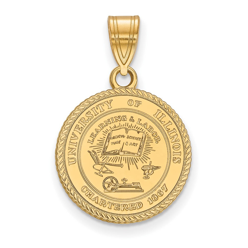 Vergoldet Sterlingsilber Logoart University Of Illinois Mittel Wappen Anhänger