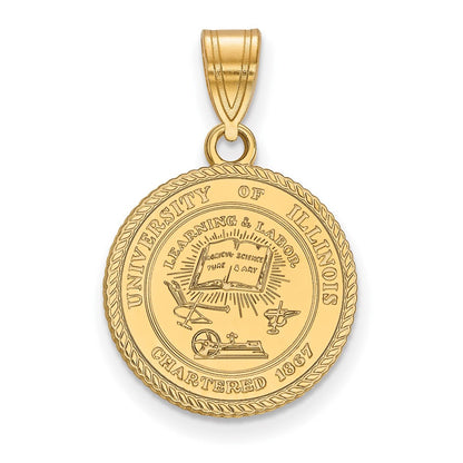 Vergoldet Sterlingsilber Logoart University Of Illinois Mittel Wappen Anhänger