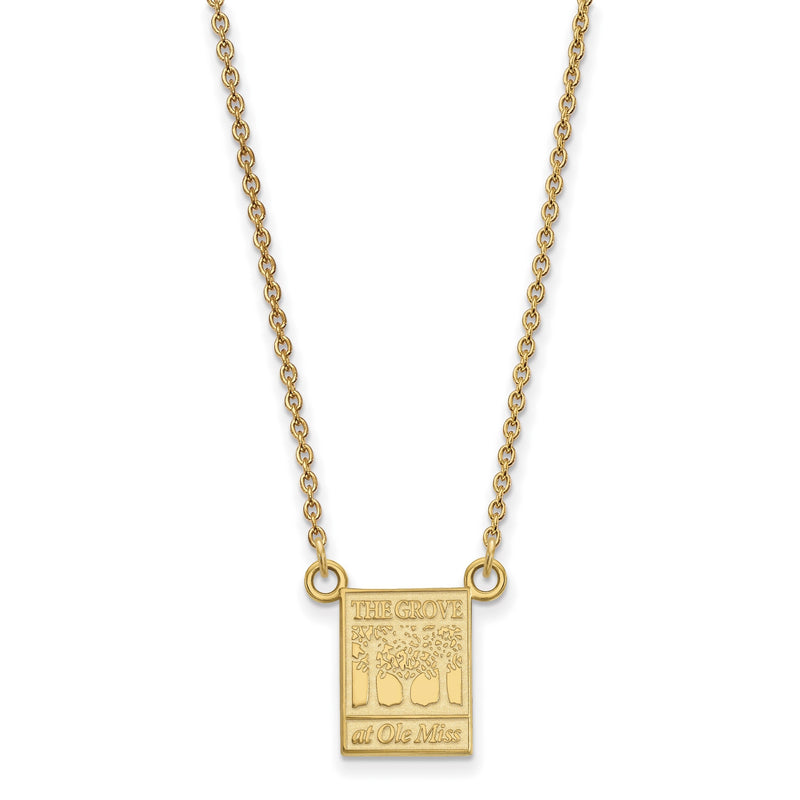 10K Gelbgold Logoart University Of Mississippi The Grove At Ole Miss Klein Anhänger 18 Zoll Halskette