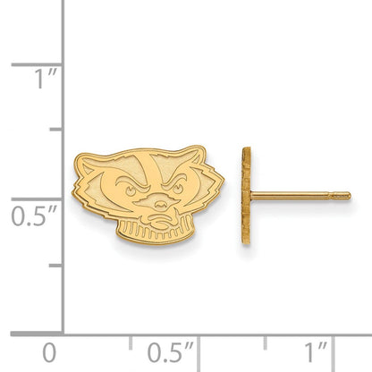 10K Gelbgold Logoart University Of Wisconsin Badger Extra Klein Ohrstecker
