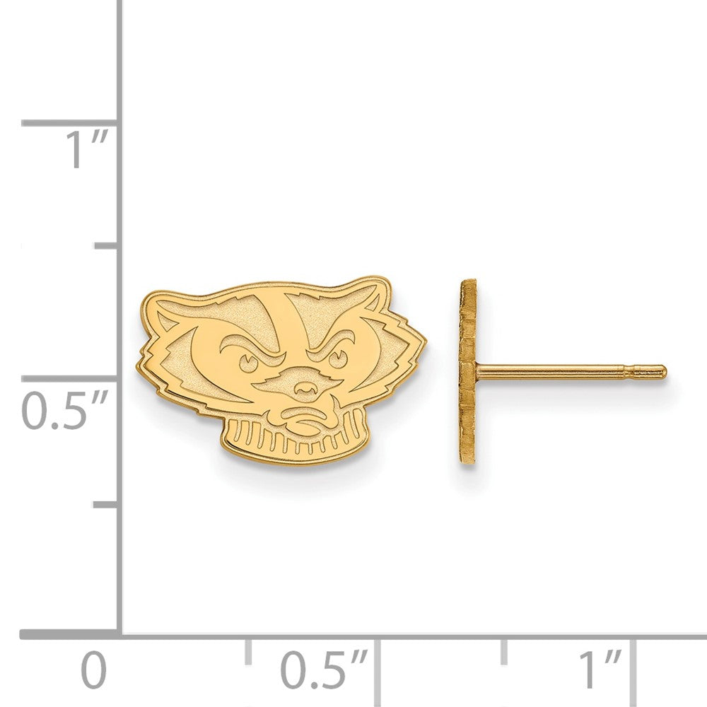 Vergoldet Sterlingsilber Logoart University Of Wisconsin Badger Extra Klein Ohrstecker