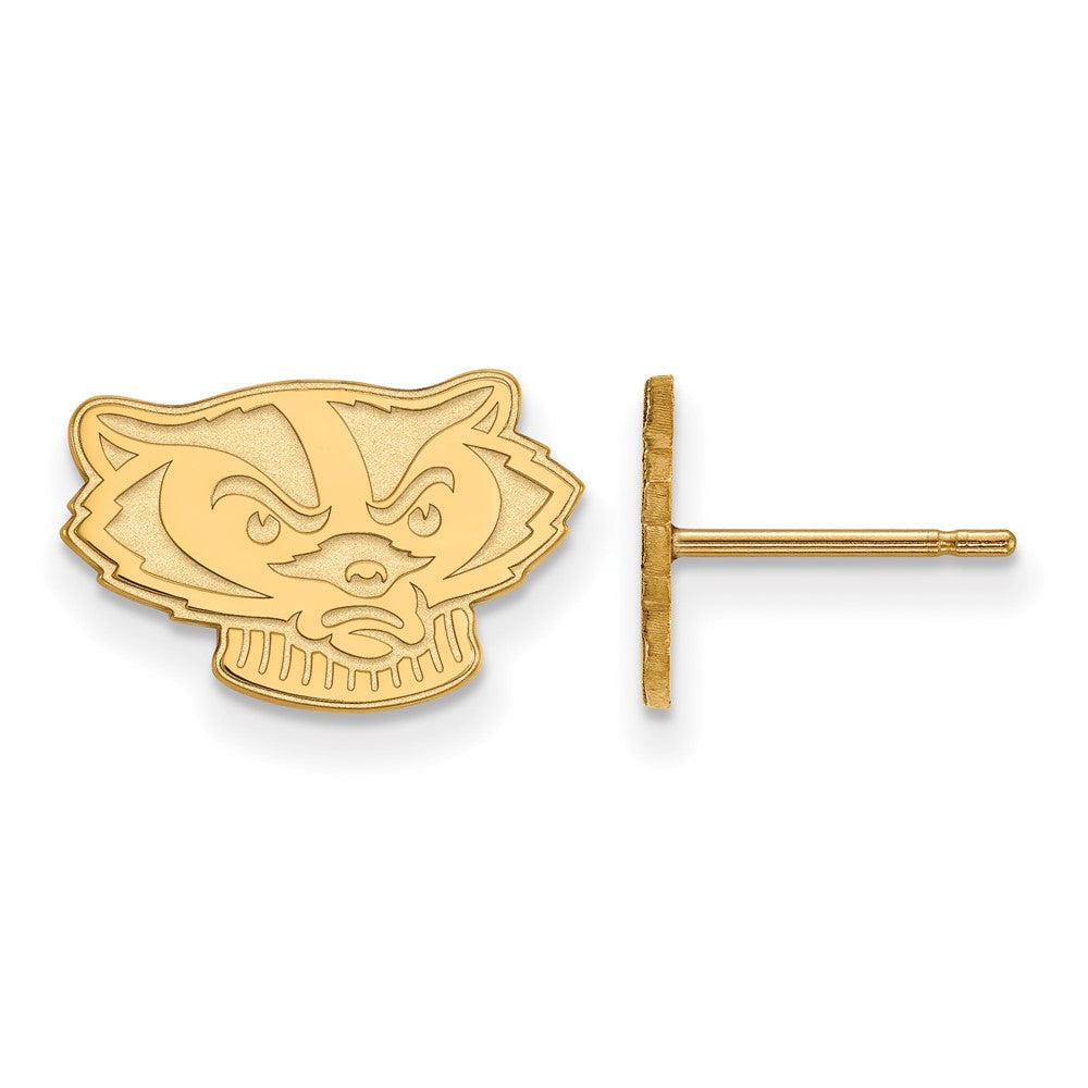 Vergoldet Sterlingsilber Logoart University Of Wisconsin Badger Extra Klein Ohrstecker