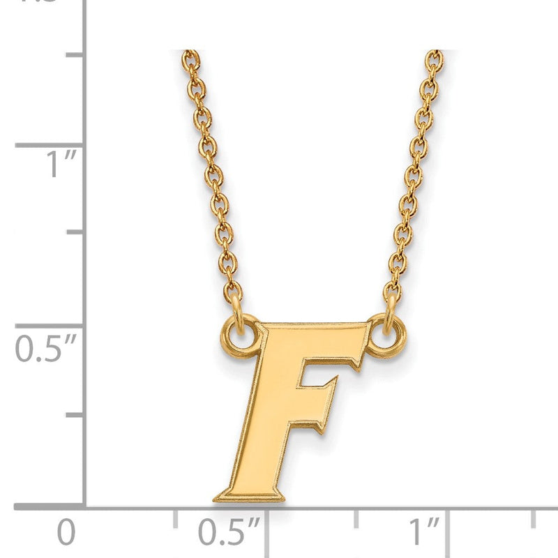 14K Gelbgold Logoart University Of Florida Buchstabe F Klein Anhänger 18 Zoll Halskette