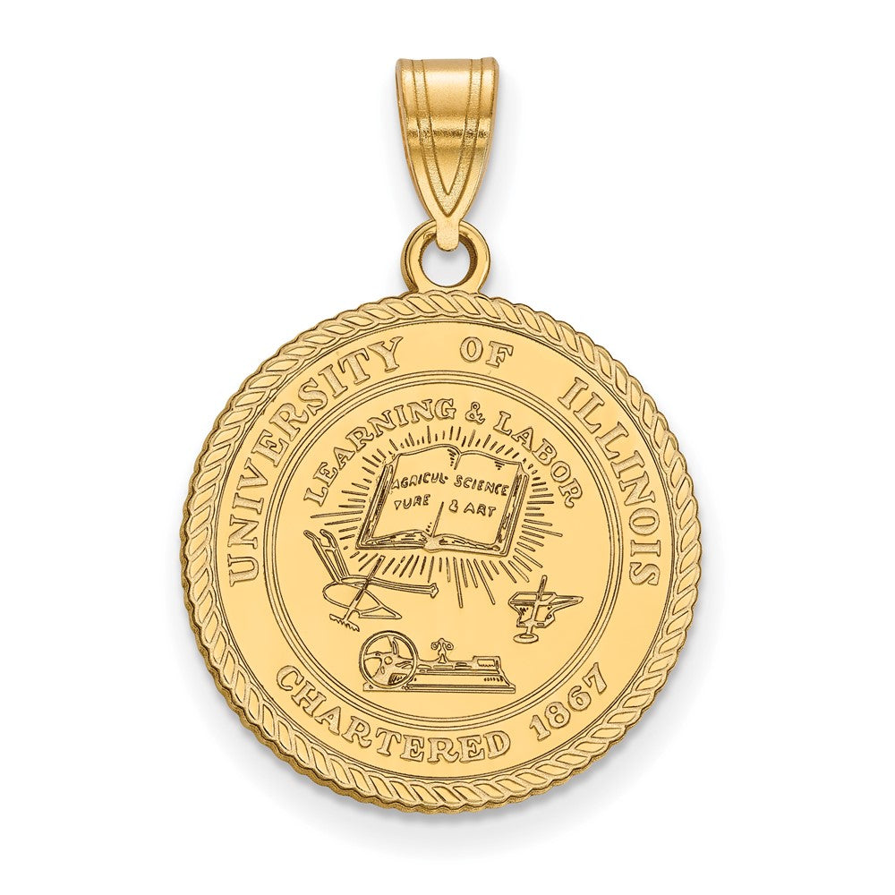 Vergoldet Sterlingsilber Logoart University Of Illinois Groß Wappen Anhänger