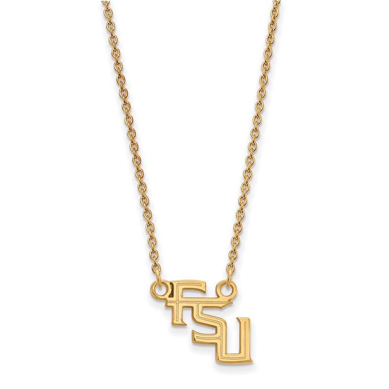 10K Gelbgold Logoart Florida State University F S U Klein Anhänger 18 Zoll Halskette
