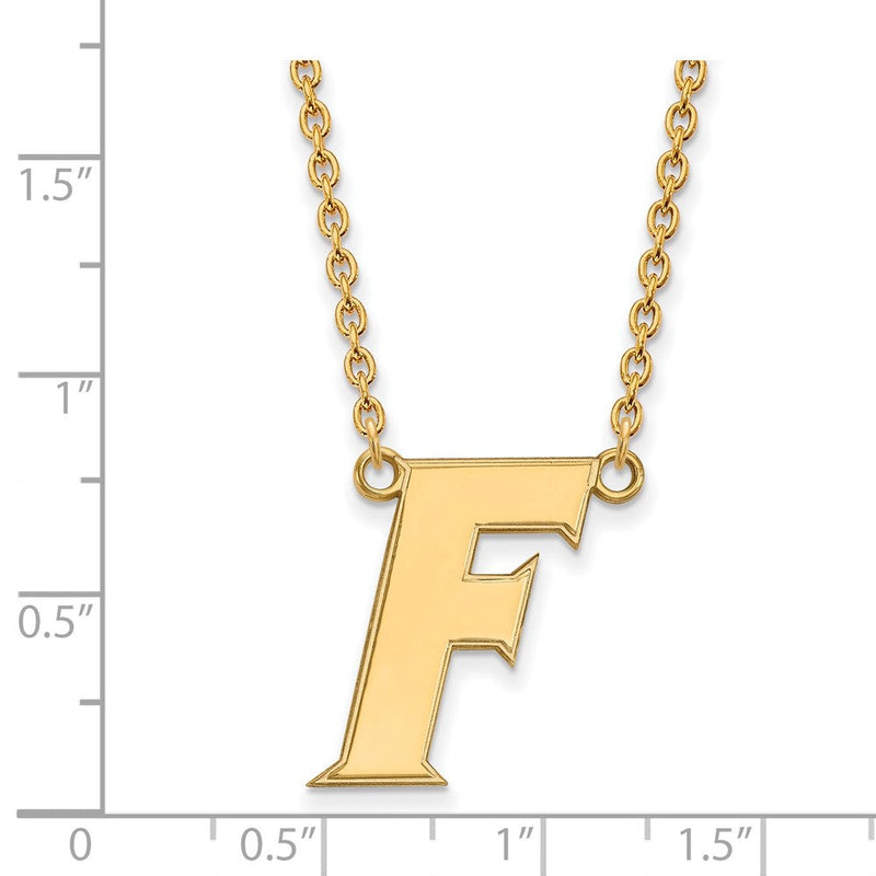10K Gelbgold Logoart University Of Florida Buchstabe F Groß Anhänger 18 Zoll Halskette