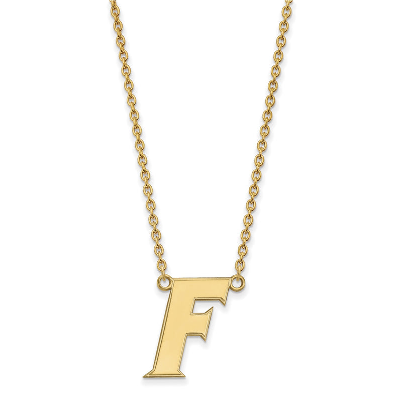14K Gelbgold Logoart University Of Florida Buchstabe F Groß Anhänger 18 Zoll Halskette