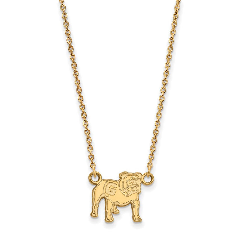 Vergoldet Sterlingsilber Logoart University Of Georgia Bulldog Klein Anhänger 18 Zoll Halskette
