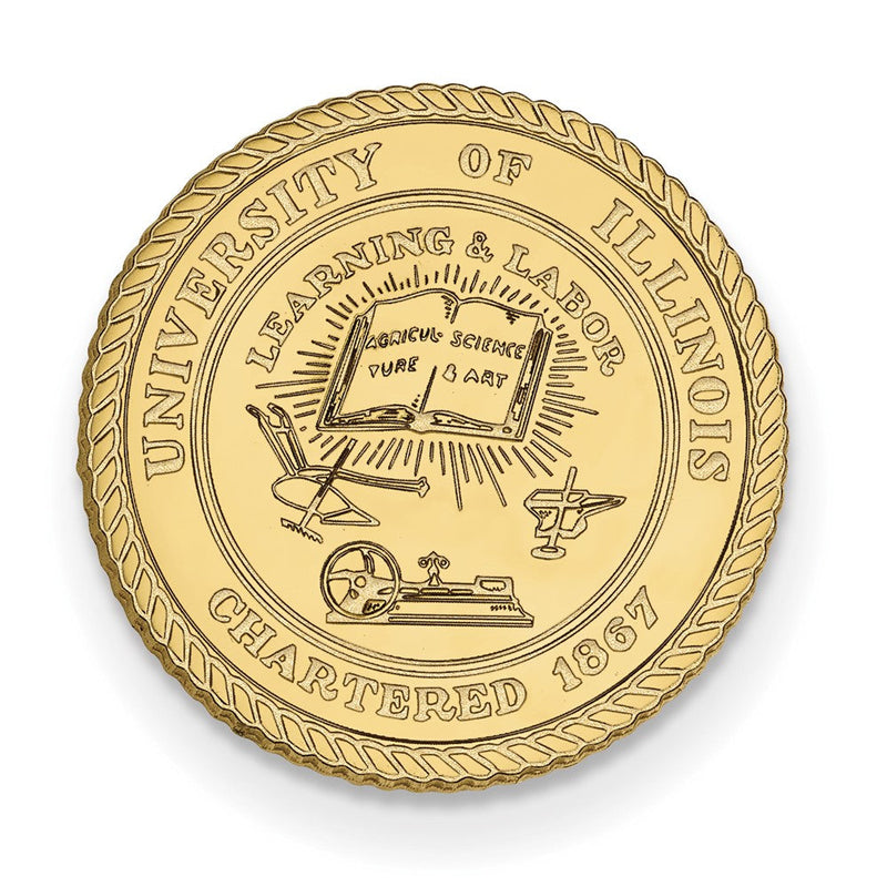 14K Gelbgold Gold Logoart University Of Illinois Wappen Anstecknadel