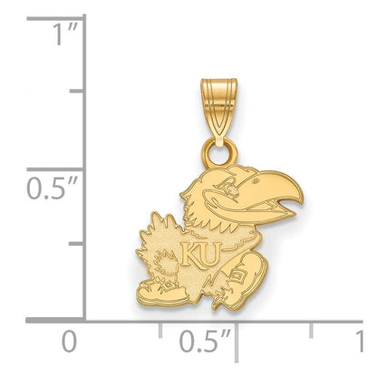 10K Gelbgold Logoart University Of Kansas Jayhawk Klein Anhänger