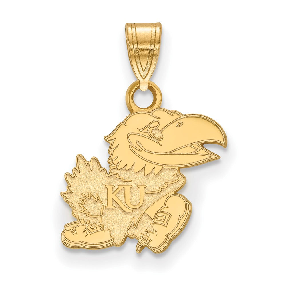10K Gelbgold Logoart University Of Kansas Jayhawk Klein Anhänger