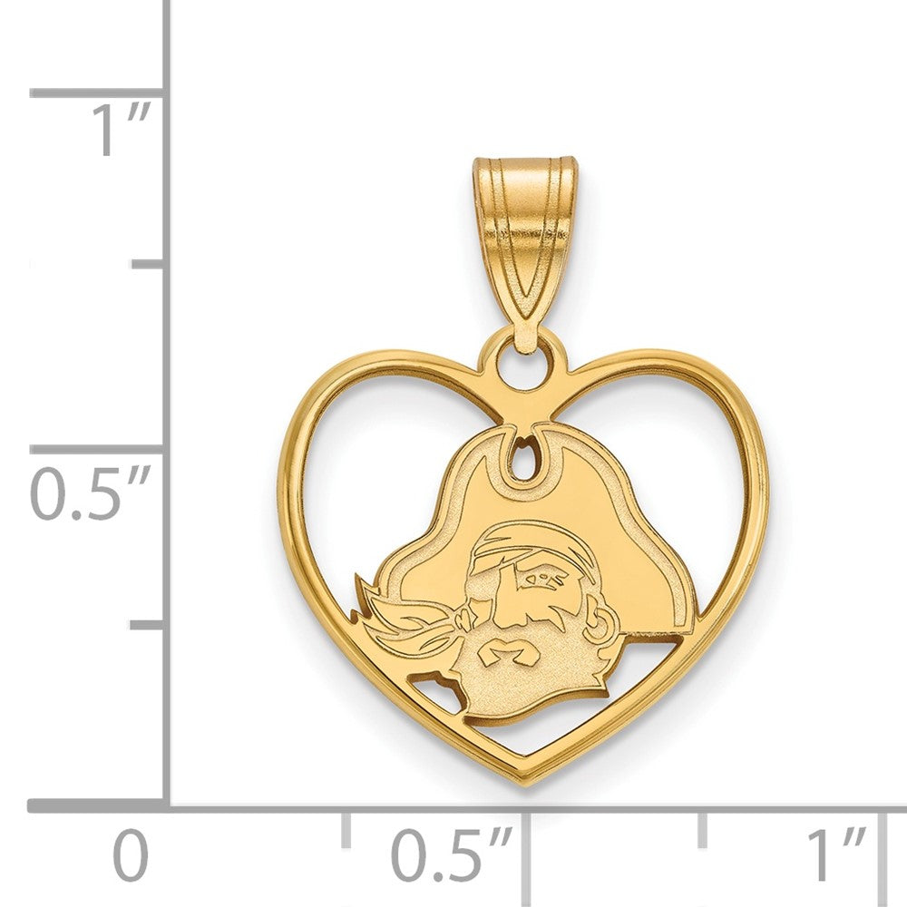 Vergoldet Sterlingsilber Logoart Ost Carolina University Pirat Herz Anhänger