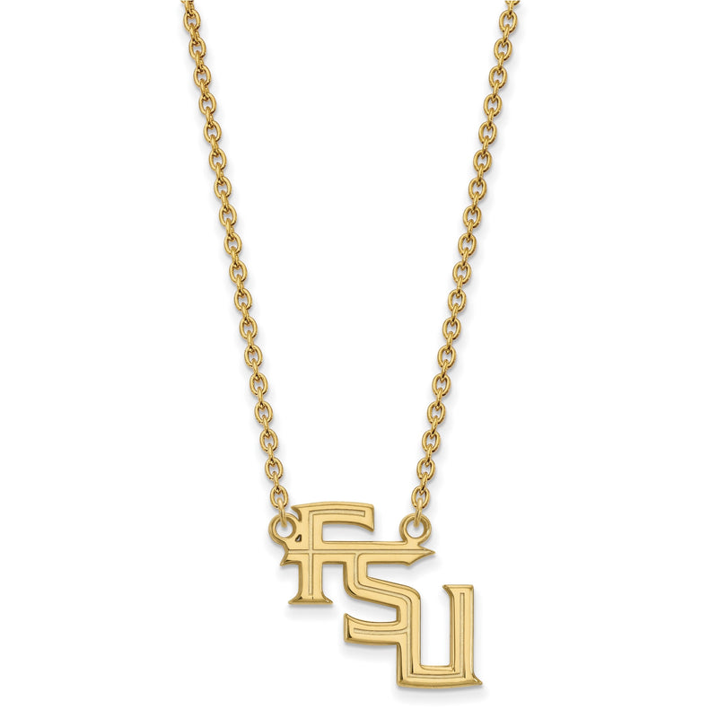 10K Gelbgold Logoart Florida State University F S U Groß Anhänger 18 Zoll Halskette