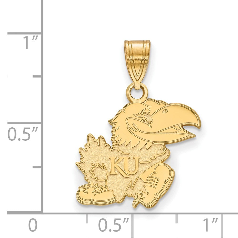 Vergoldet Sterlingsilber Logoart University Of Kansas Jayhawk Mittel Anhänger