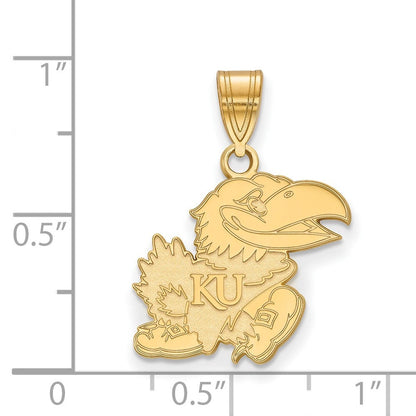 Vergoldet Sterlingsilber Logoart University Of Kansas Jayhawk Mittel Anhänger