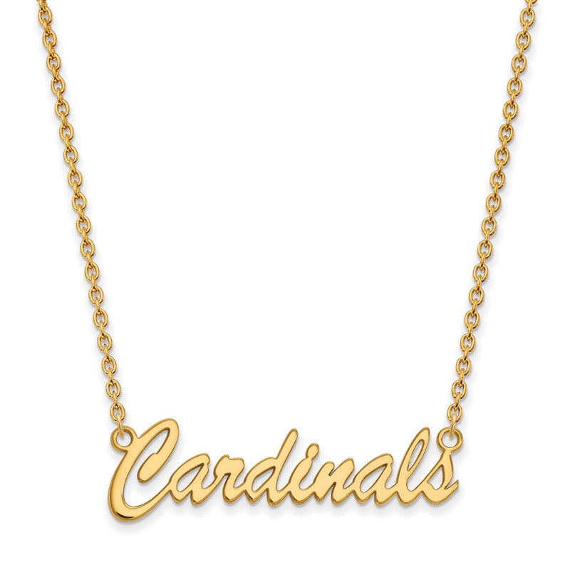 Vergoldet Sterlingsilber Logoart University Of Louisville Cardinals Schreibschrift Mittel Anhänger 18 Zoll Halskette
