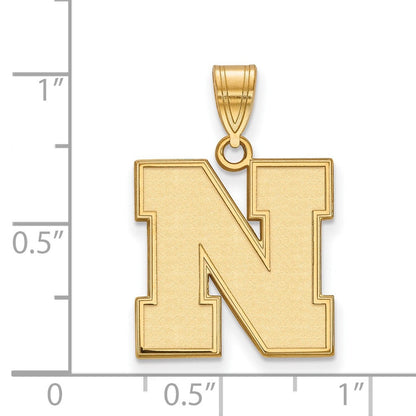 Vergoldet Sterlingsilber Logoart University Of Nebraska Buchstabe N Mittel Anhänger