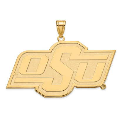 Vergoldet Sterlingsilber Logoart Oklahoma State University O S U Extra Groß Anhänger