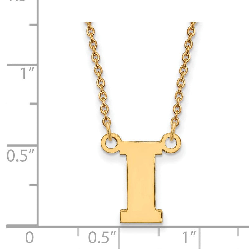 14K Gelbgold Logoart University Of Iowa Buchstabe I Klein Anhänger 18 Zoll Halskette