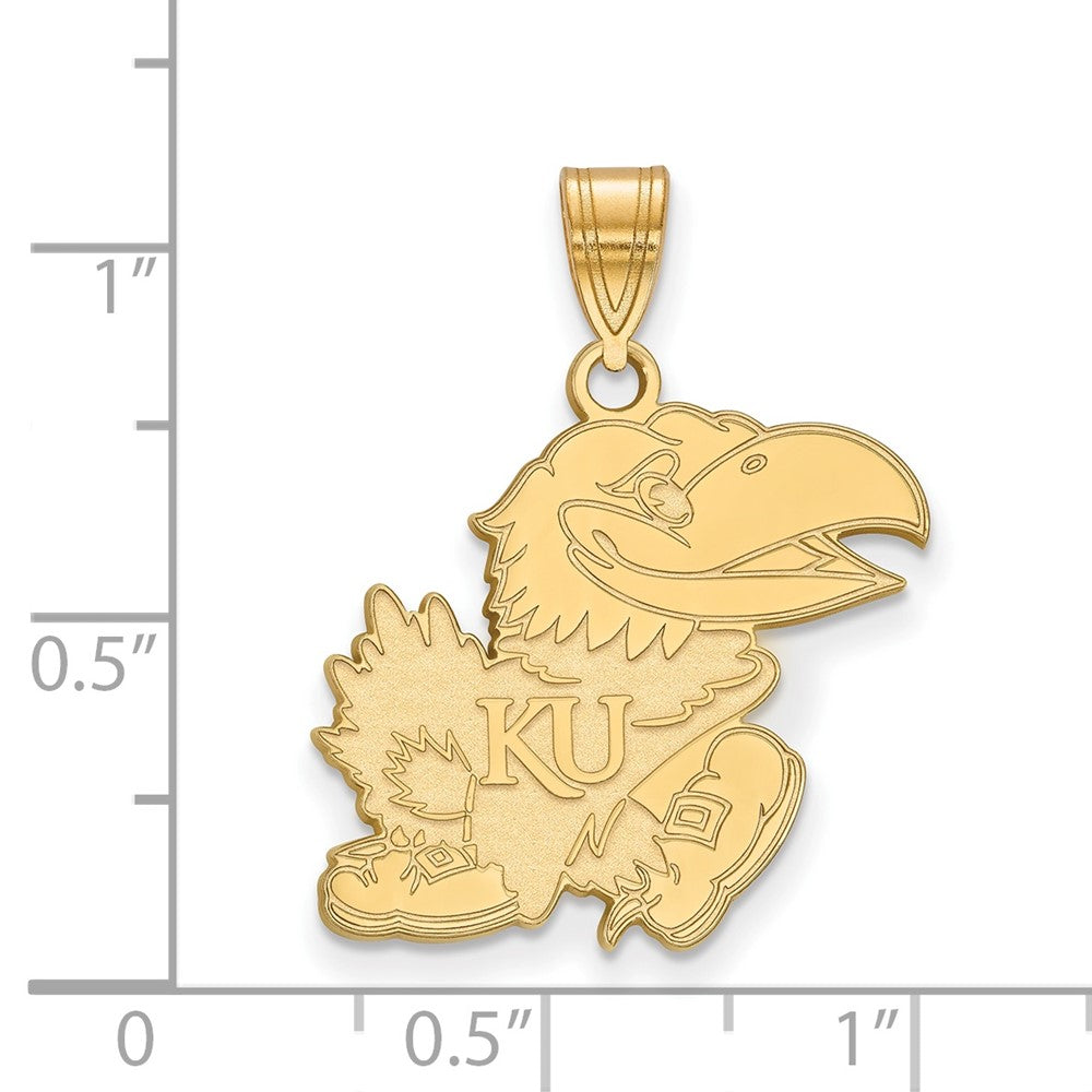 Vergoldet Sterlingsilber Logoart University Of Kansas Jayhawk Groß Anhänger