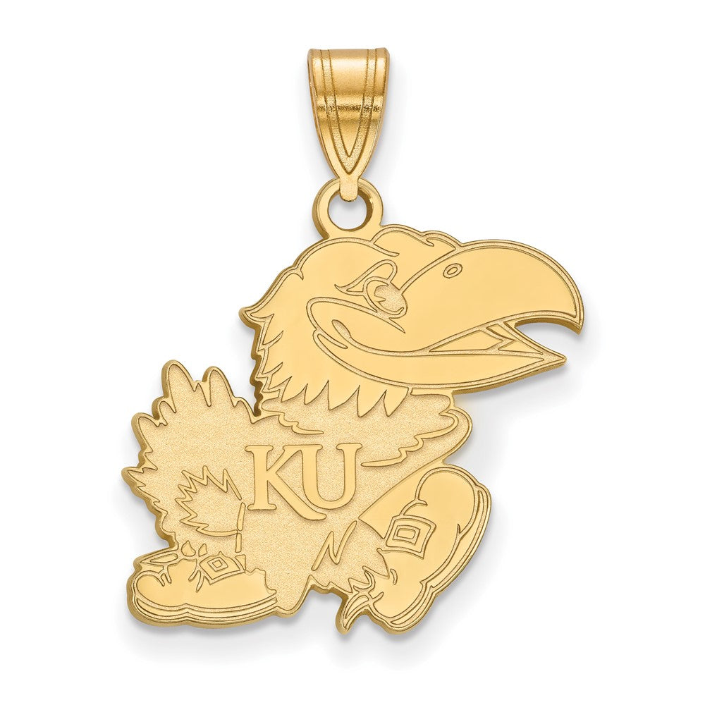 Vergoldet Sterlingsilber Logoart University Of Kansas Jayhawk Groß Anhänger