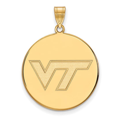 Vergoldet Sterlingsilber Logoart Virginia Tech V T Extra Groß Plättchen Anhänger