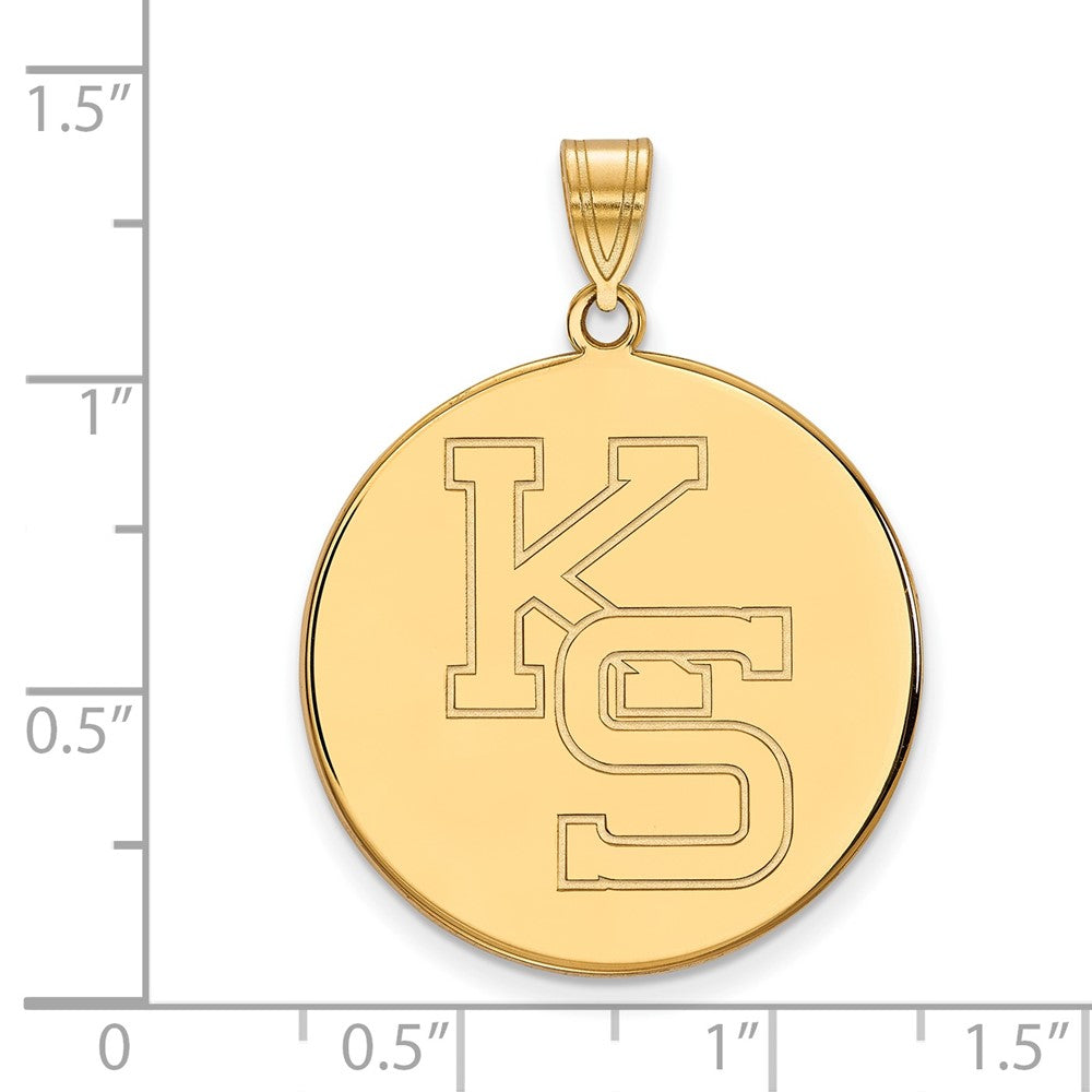 Vergoldet Sterlingsilber Logoart Kansas State University K S Extra Groß Plättchen Anhänger