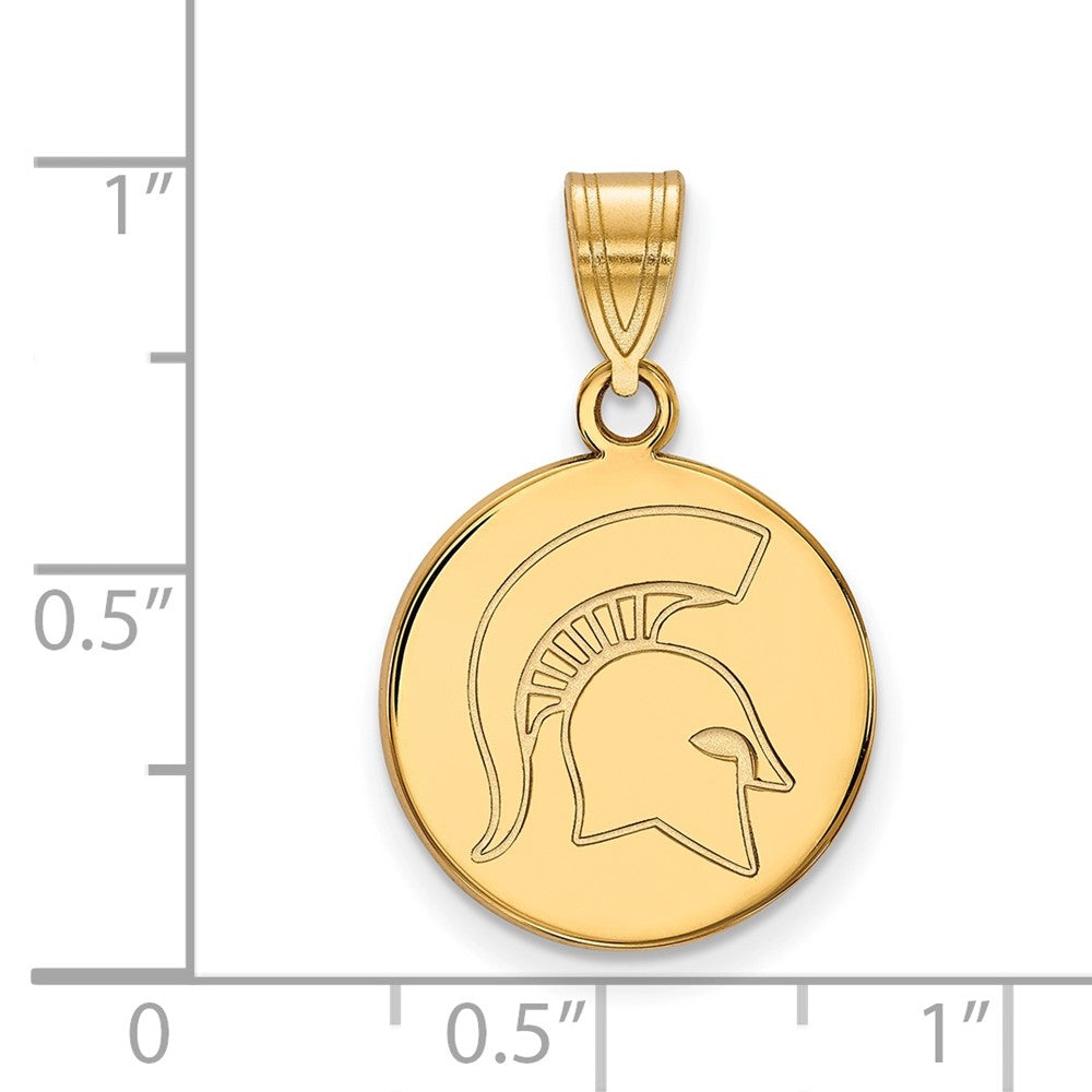 Vergoldet Sterlingsilber Logoart Michigan State University Spartan Mittel Plättchen Anhänger
