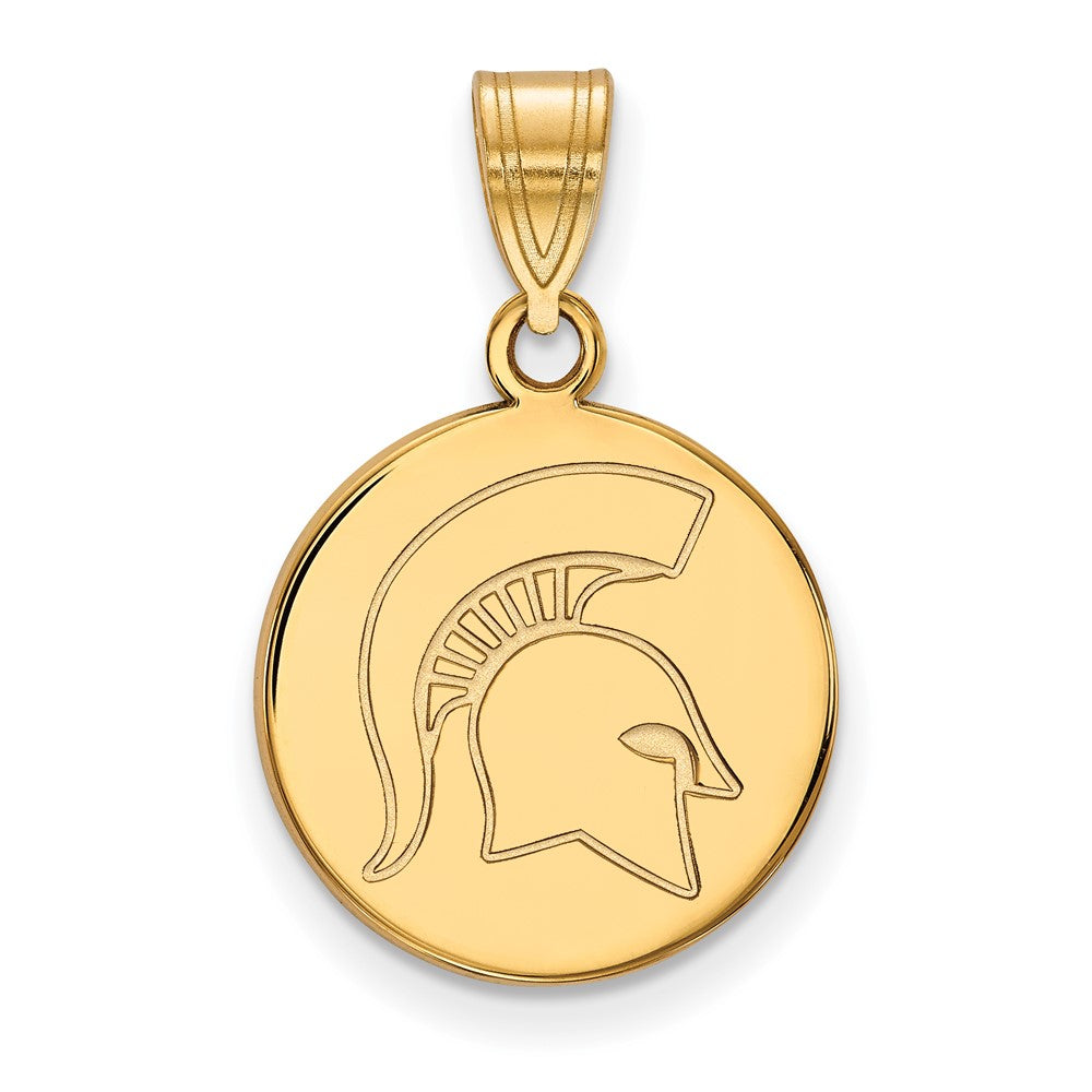 Vergoldet Sterlingsilber Logoart Michigan State University Spartan Mittel Plättchen Anhänger
