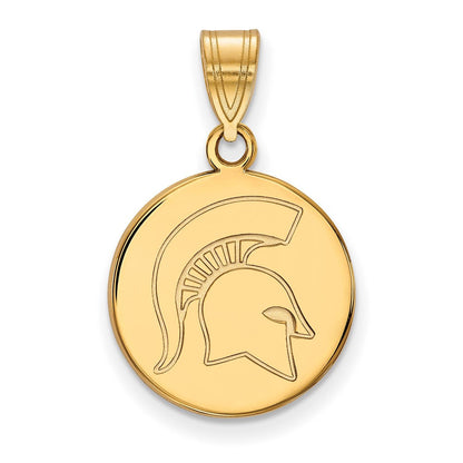 Vergoldet Sterlingsilber Logoart Michigan State University Spartan Mittel Plättchen Anhänger