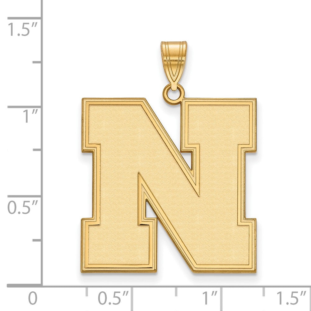 Vergoldet Sterlingsilber Logoart University Of Nebraska Buchstabe N Extra Groß Anhänger