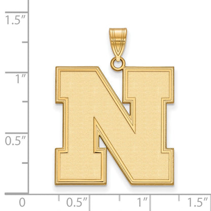 10K Gelbgold Logoart University Of Nebraska Buchstabe N Extra Groß Anhänger