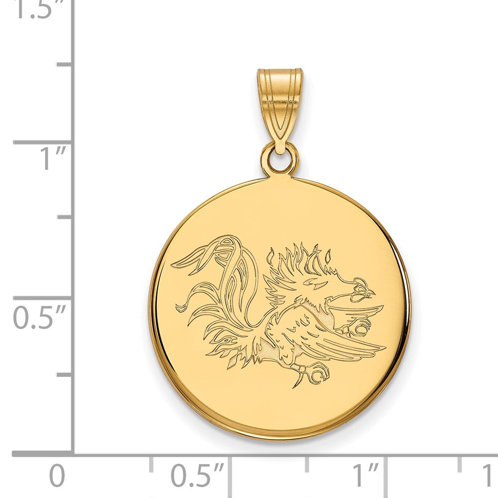 10K Gelbgold Logoart University Of South Carolina Gamecock Groß Plättchen Anhänger