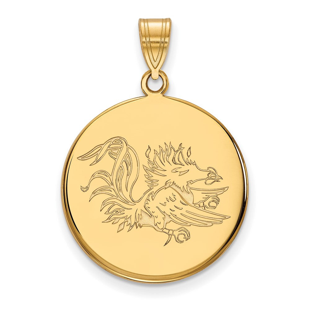 10K Gelbgold Logoart University Of South Carolina Gamecock Groß Plättchen Anhänger
