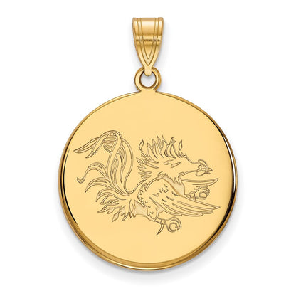 10K Gelbgold Logoart University Of South Carolina Gamecock Groß Plättchen Anhänger