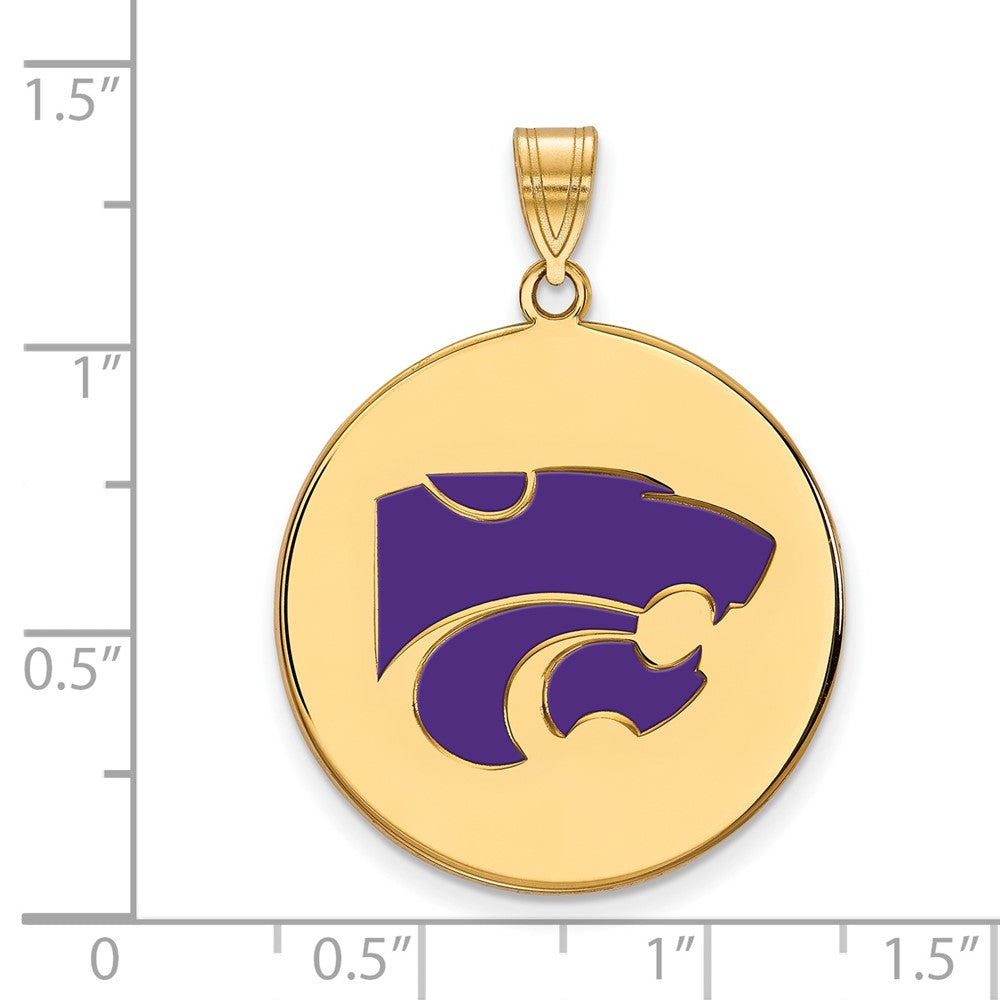 Vergoldet Sterlingsilber Logoart Kansas State University Wildkatze Extra Groß Emailliert Plättchen Anhänger