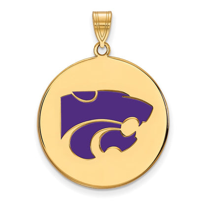 Vergoldet Sterlingsilber Logoart Kansas State University Wildkatze Extra Groß Emailliert Plättchen Anhänger